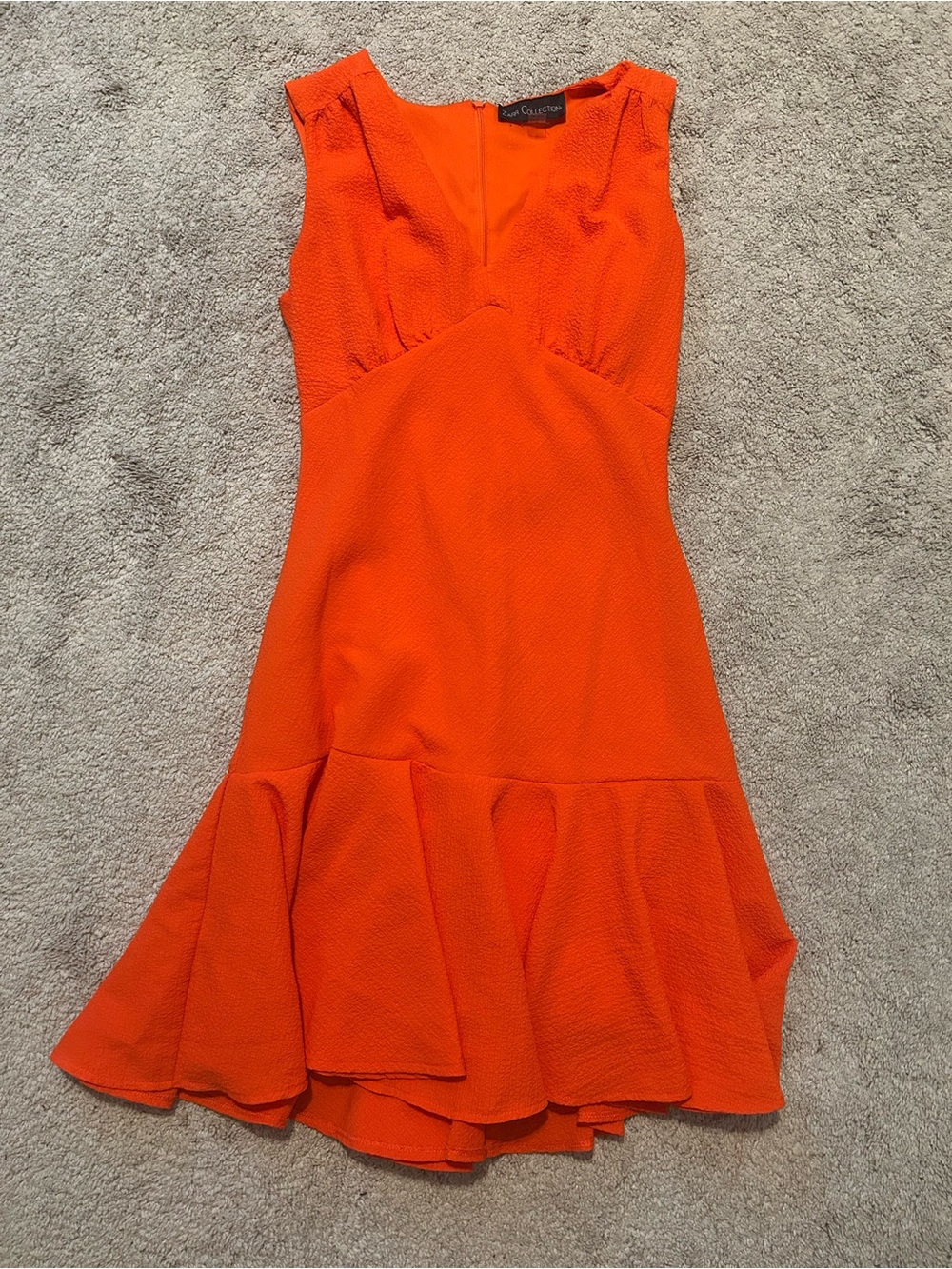 Versona Orange Sleeveless V-Neck Fit & Flare Mini Dress